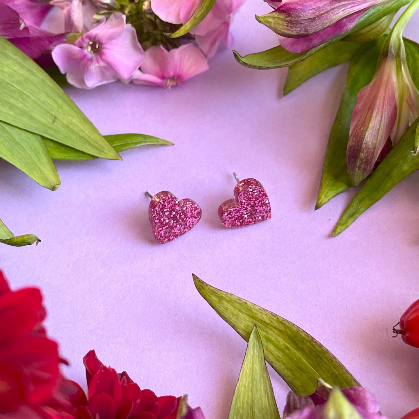 Pienet sydännapit, pinkki glitter