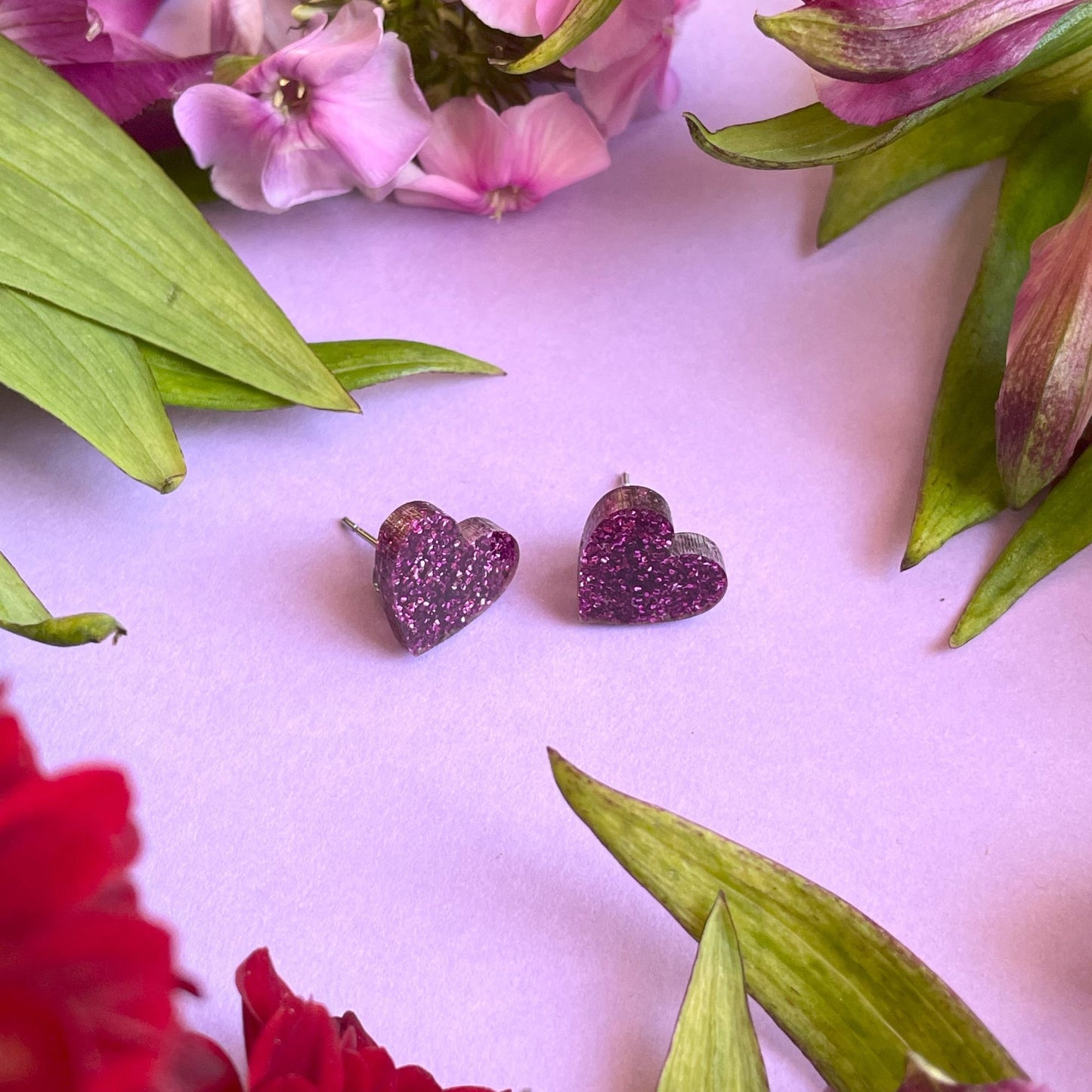 Pienet sydännapit, violetti glitter