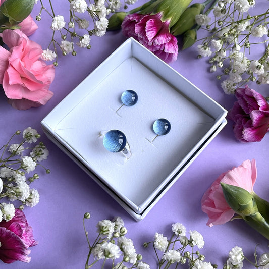 Lasikorusetti, sininen